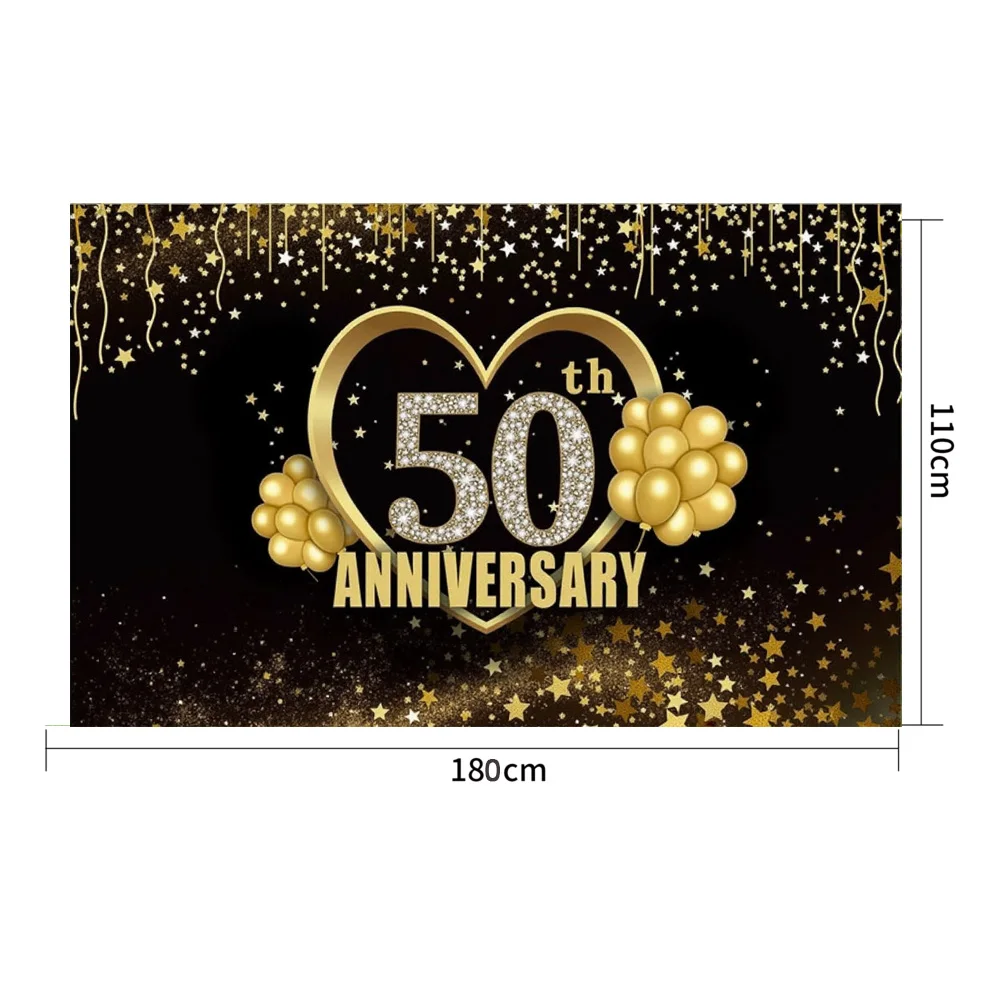 Черное золото 50th Anniversary Wedding Anniversary Decoration 50th Anniversary Banner Backdrop Happy 50th Anniversary Party Decor