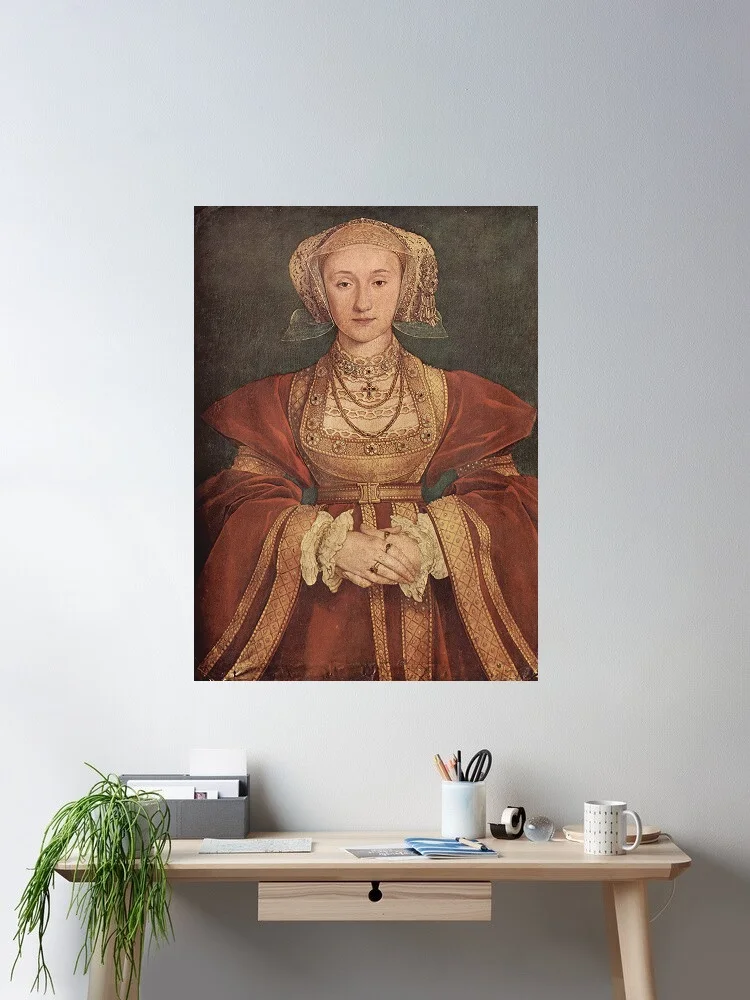 Portrait of Anne of Cleves (1539; Germany) by Hans Holbein the Younger, Art Picture Print Silk Poster, Home Wall Decor