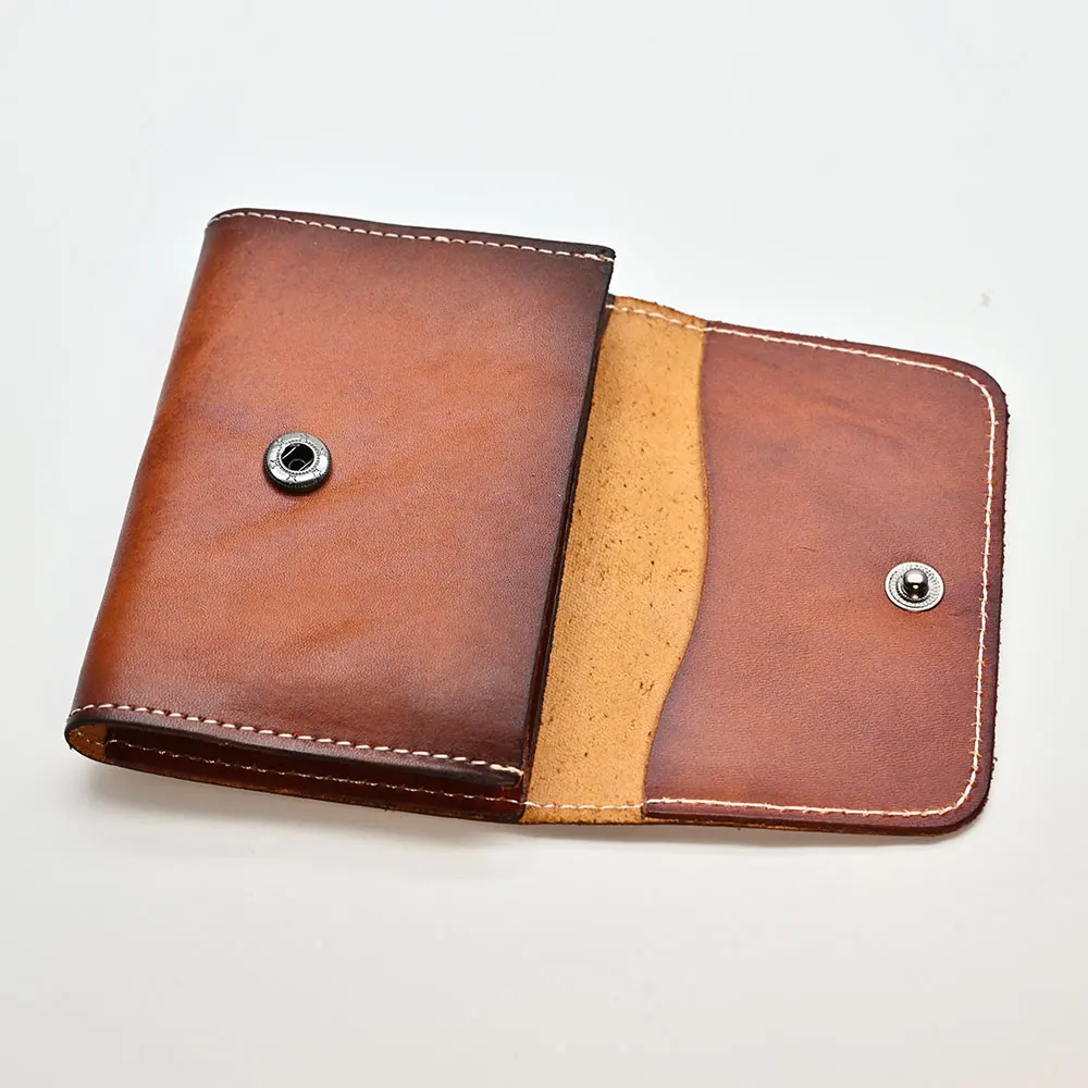 Hot Retro Mini Leather Credit Card Wallet for Credit Cards Genuine Leather Bifold Minimalist Wallet for Cards Women Cow Leather