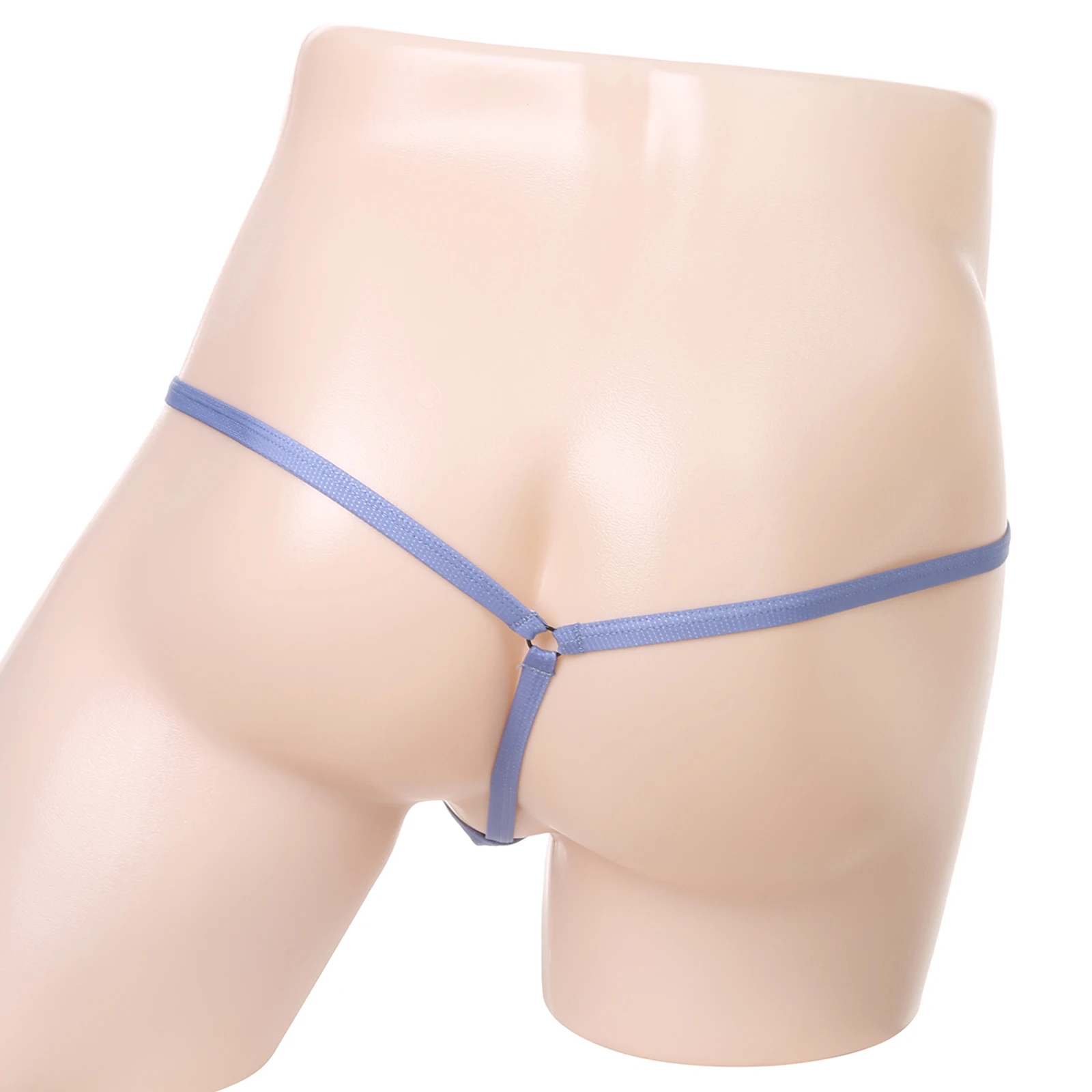 الرجال ثونغ قابل للتعديل الملابس الداخلية الجليد الحرير شبكة الحقيبة الخصر قابل للتعديل الذكور سراويل g-سلسلة جوفاء الأرداف مثير الملابس الداخلية #2