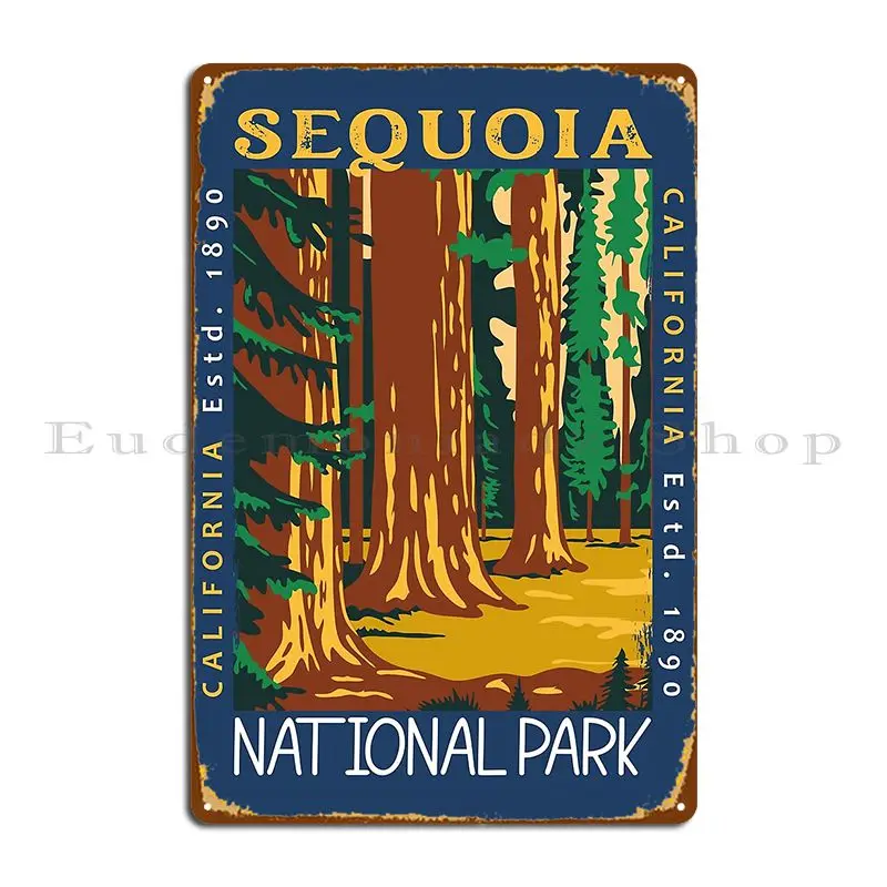 Sequoia National Park California Distressed Metal Sign Club Garage Bar Create Cinema Tin Sign Poster