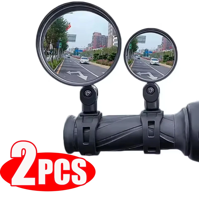 

2Pcs Universal Bicycle Rearview Mirror Handlebar for Bicycle Motorcycle Side 360 Rotation Adjustable Bike Riding Cycling Mirror