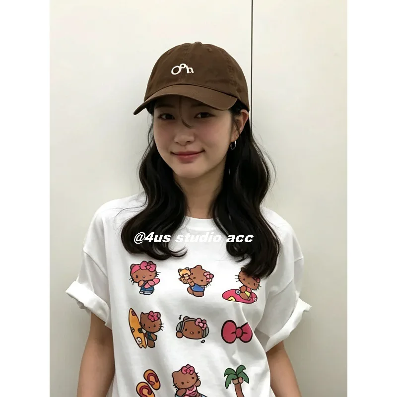 Atmosphere small letter embroidered baseball cap women's summer versatile curved brim soft top casual cap shows small face