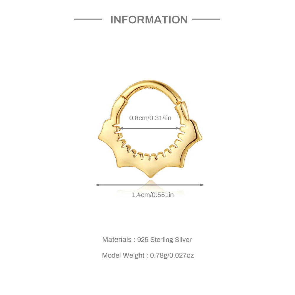 Aide 925 Sterling Silver 1PC Piercing For Women Nose Ring Ear Bone Nose Hoop Tragus Buckle Ring Hoop Tendy Body Zircon Jewelry
