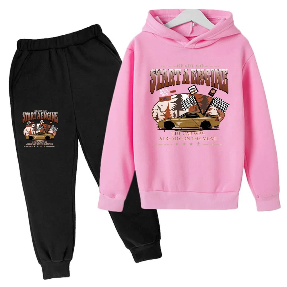 4-14 years old children's latest hoodie set Children's cotton autumn spring long-sleeved sweatshirt and pants 2 sets of clothing