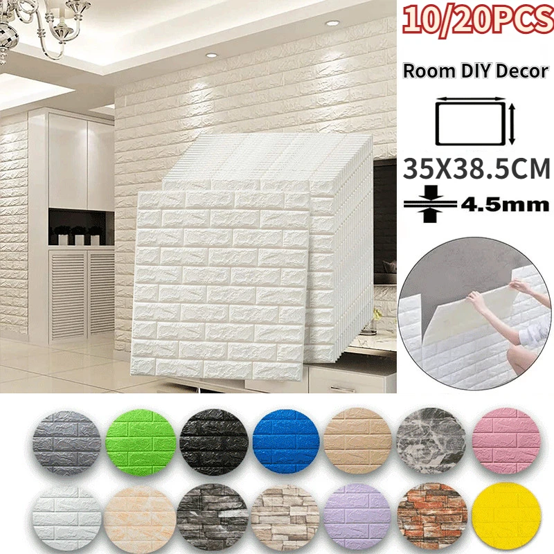 

10/20pcs 3D Wall Stickers Self Adhesive Foam Pane Room DIY Decor Waterproof Peel and Stick Wallpaper for Interior Decoration