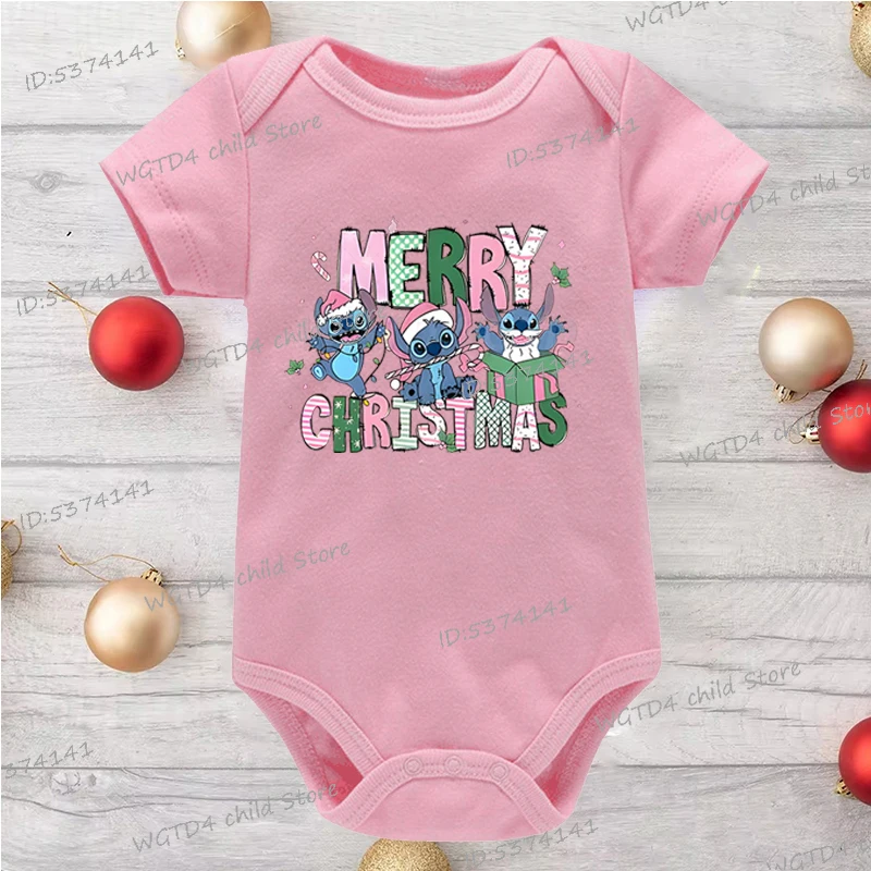 

Newborn Girl Boy Bodysuits Merry Christmas Stitch Kawaii Soft Cotton Infant Jumpsuit Xmas Holidays Outfits Gifts Baby Romper