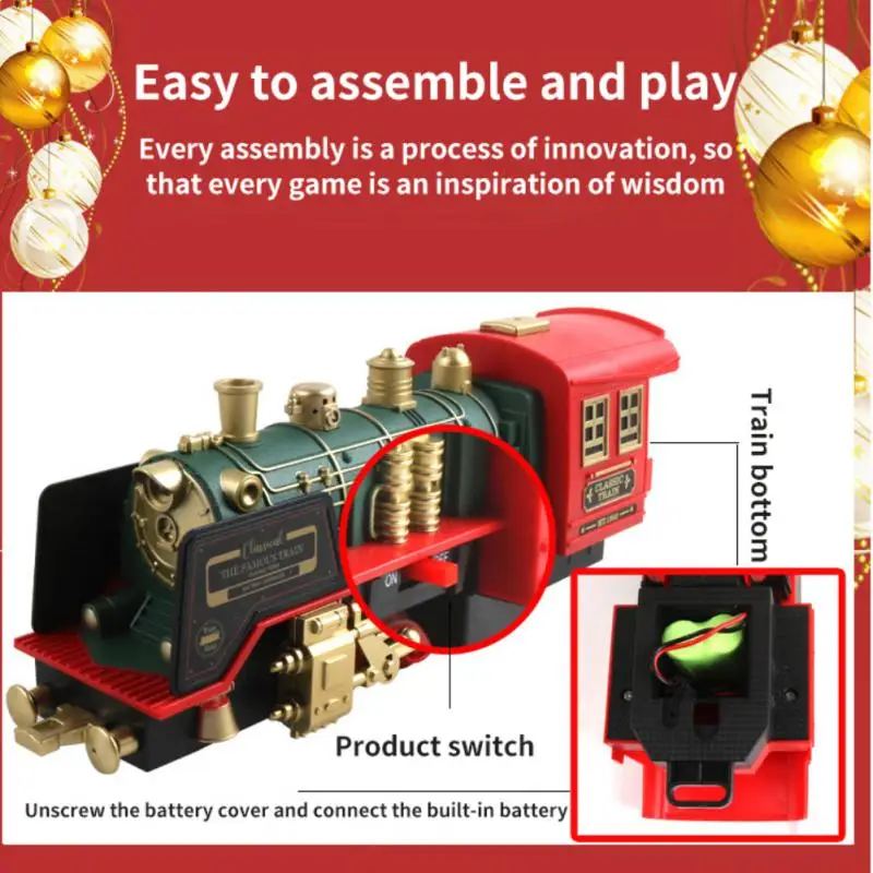 Suoni luci treno di natale Set decorazione albero di natale binari ferroviari giocattoli treno di natale regali giocattoli per bambini regalo di capodanno