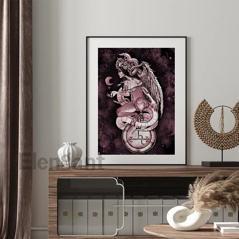 ليليث غامض أم الشياطين آلهة المشارك حديقة عدن يطبع آلهة الظلام السحر قماش اللوحة غرفة المعيشة ديكور