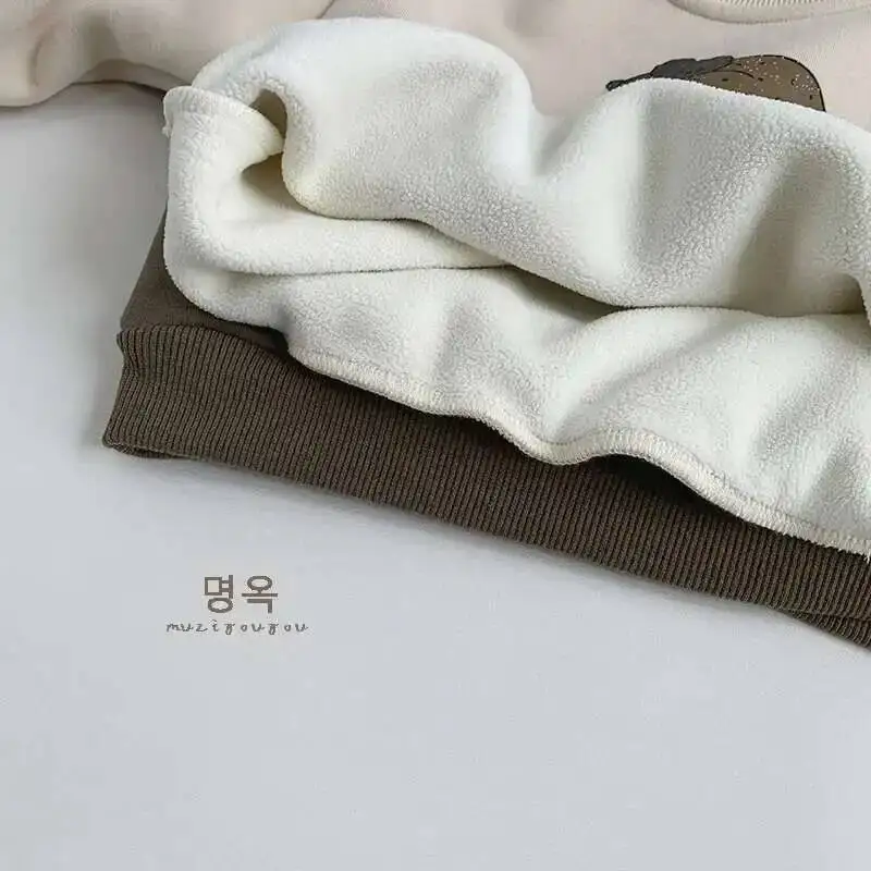 الخريف الشتاء الأطفال بلوزات 1-8Y الصبي الدافئة الصوف طباعة الكرتون البلوز القمم رياضية الكورية ملابس طفل صغير الاطفال الملابس