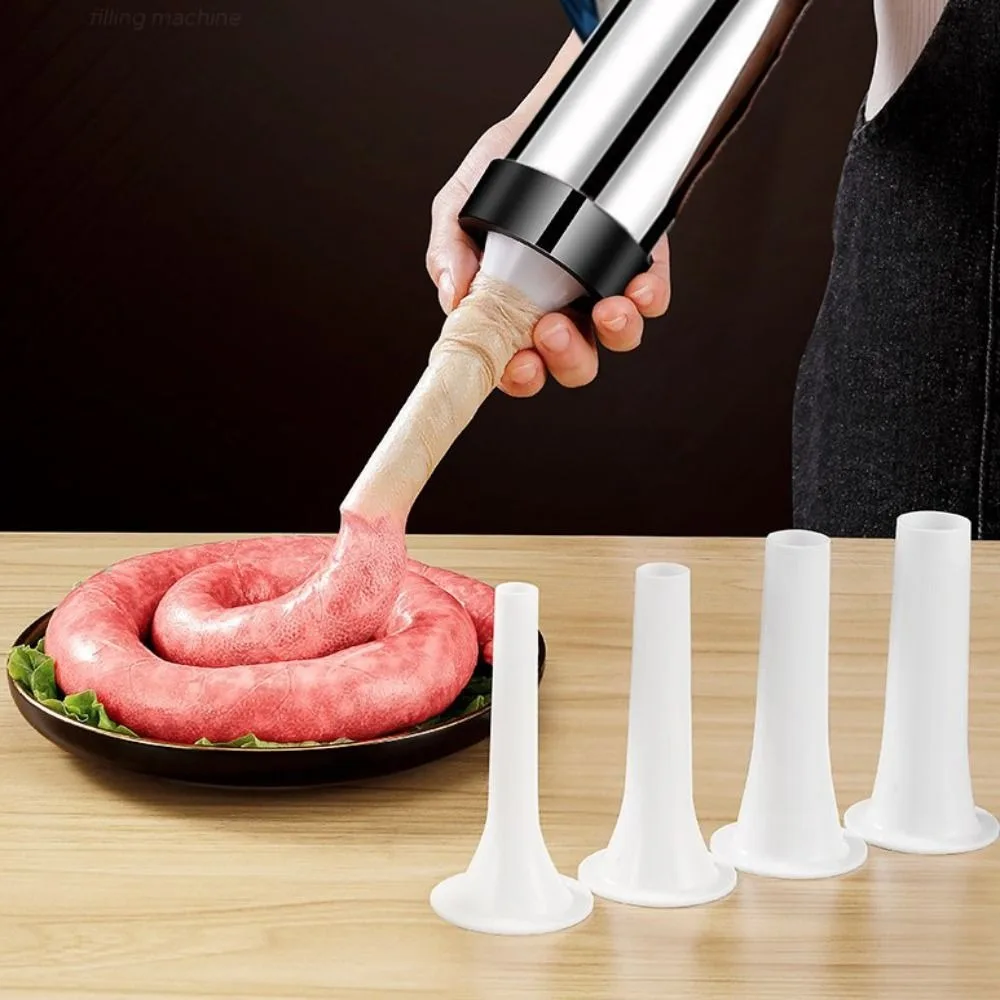 

Колбаса Manaul из нержавеющей стали, большой емкости, профессиональный наполнитель для колбас с 4-размерной насадкой, наполнитель для колбас, домашний