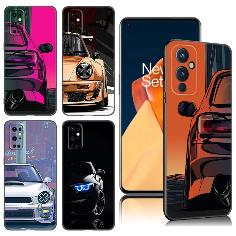 JDM Tokyo Sports Car Black Silicone Phone Case For OnePlus 9 10 11 12 ACE 2V Pro 9RT 10T 10R Nord CE 2 3 Lite N10 N20 N30 5G