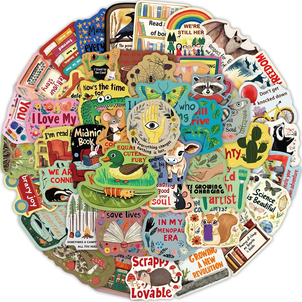 50PCS Cartoon Dopamine Inspirational Stickers Decorative Water Cups Guitar DIY Phone Case Luggage Laptop Waterproof Toy Stickers