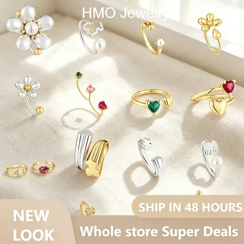 Bestselling Luxury Flower & Heart Open Cuff Ring, Elegant Classic Fashion Jewelry, Premium Gift For Her