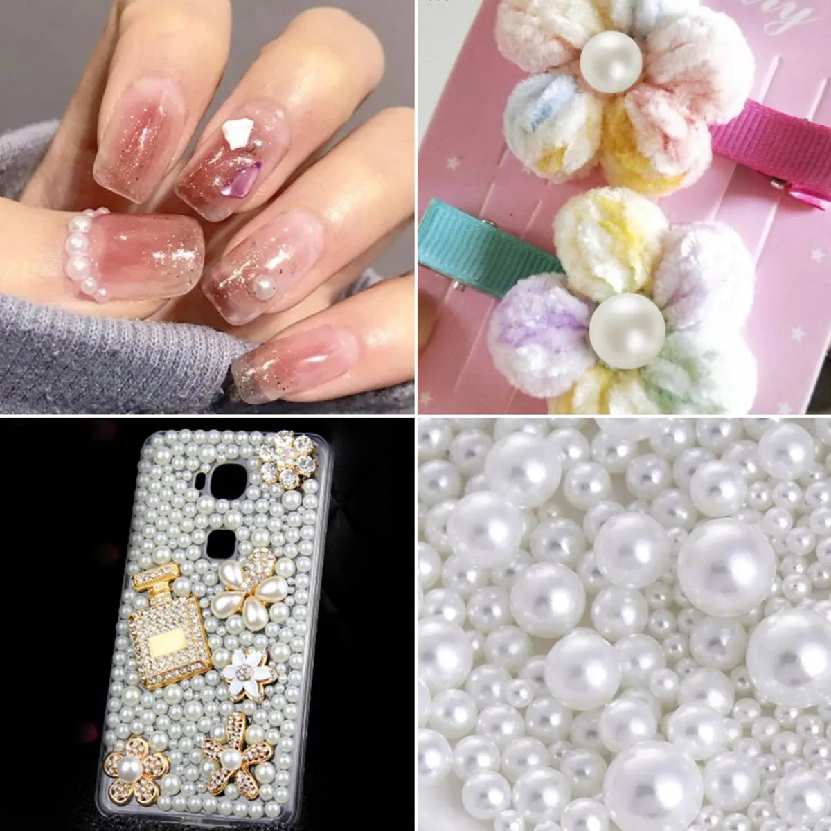 50 قطعة الاصطناعي مقلد الأبيض اللؤلؤ مسمار الفن زينة ثلاثية الأبعاد الأبيض النقي مثقوب اللؤلؤ اللؤلؤ مسمار السحر ل عقد دي اي واي الأظافر #6