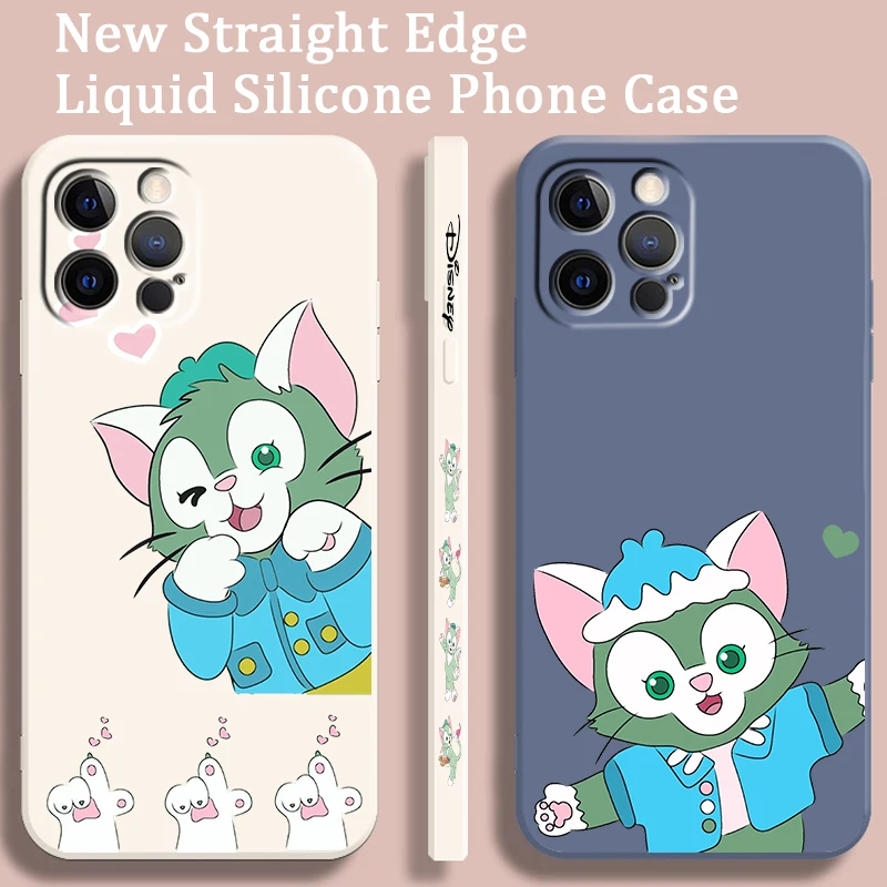 Gelatoni Disney Cute Liquid Left Rope For Apple iPhone 15 14 13 12 11 XS XR X 8 7 SE Pro Max Plus Mini Back Phone Case