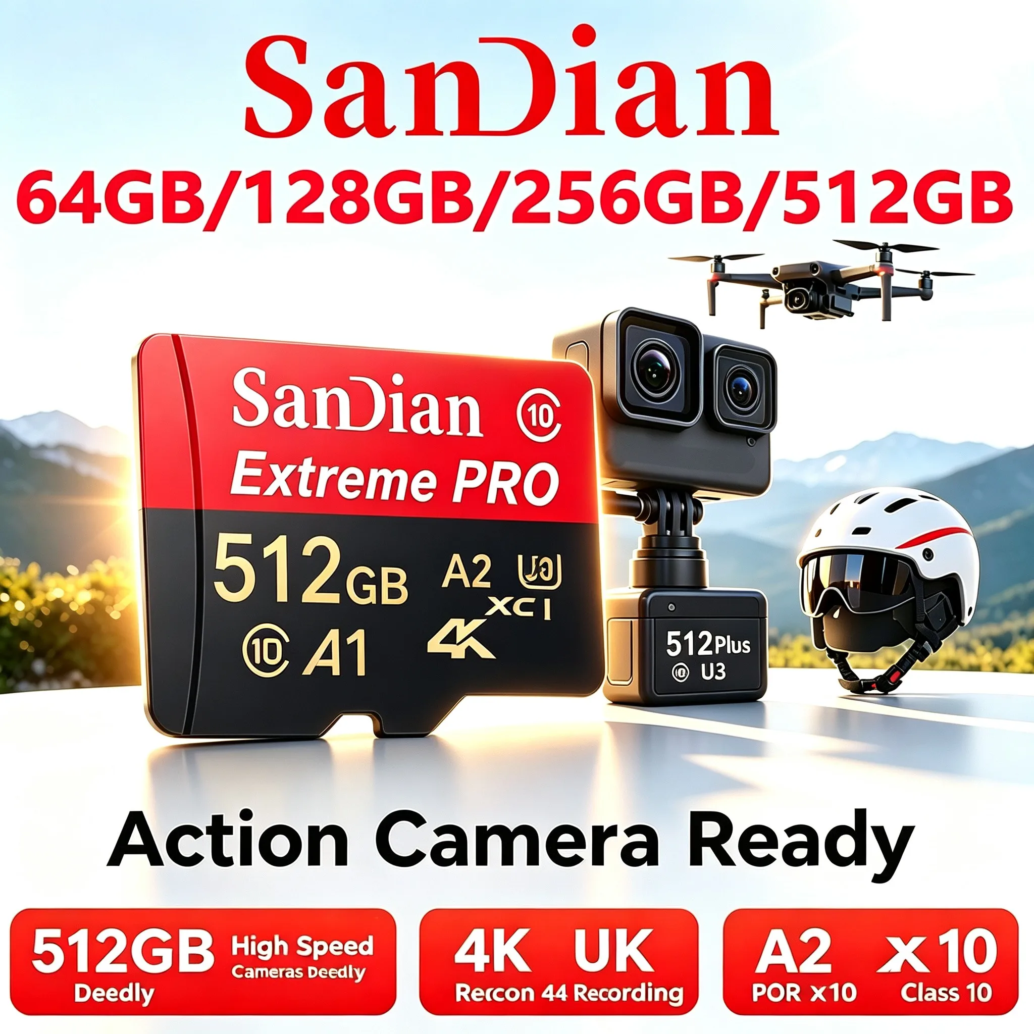 64GB 256GB 512GB SD Cards Micro TF SD Card Memory Card TF Cards V60 for Gaming Console/Speaker/Router/Digital Frame/Recorder