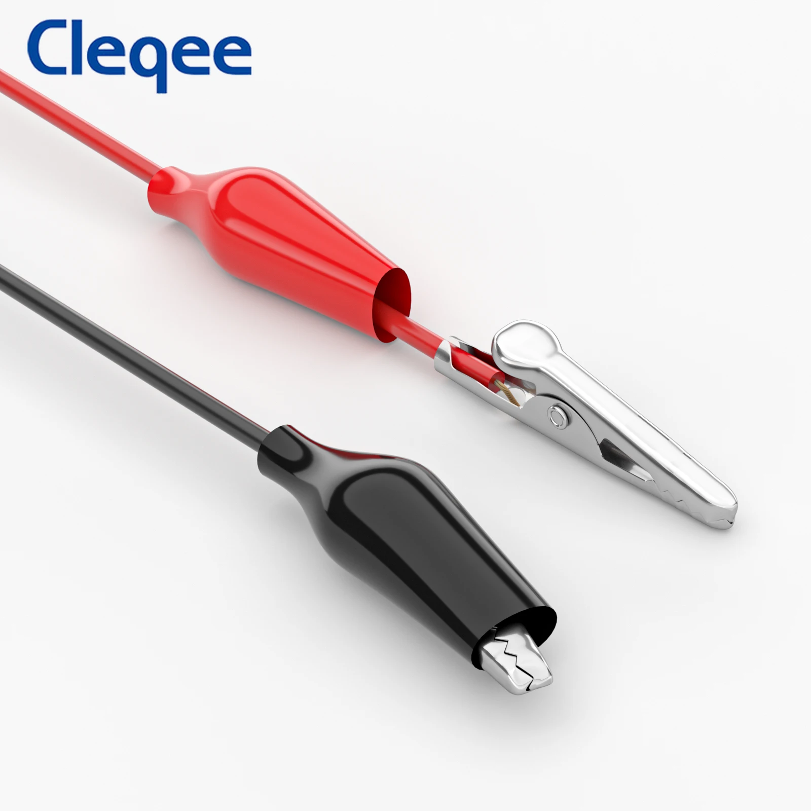 Cleqee 듀얼 악어 클립 테스트 리드, 더블 엔드 악어 클립 테스트 와이어, 전기 DIY 케이블, 50cm, 레드 블랙, P1025 2 개