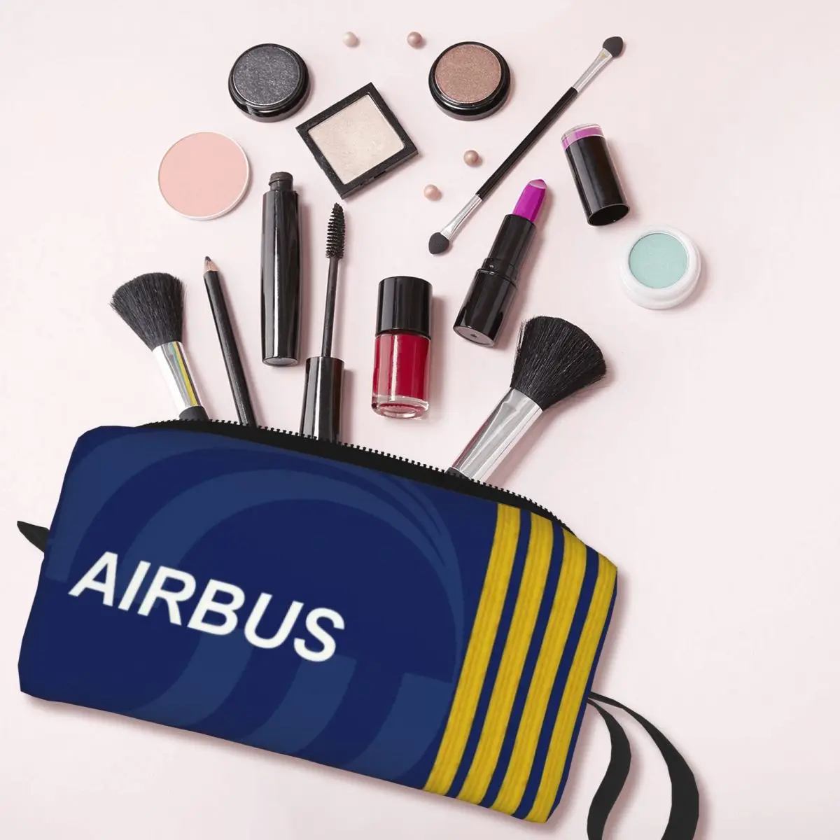 Custom Airbus Fighter Pilot Travel Cosmetic Bag Women Aviation Airplane Toiletry Makeup Organizer Lady Beauty Storage Dopp Kit