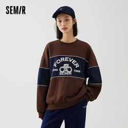 Semir Sweatshirt Women Oversize Printed Retro 2023 Autumn New Contrasted Color Swearter