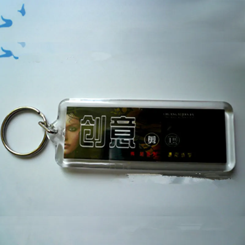 사각형 빈 아크릴 삽입 사진, Sleuteling Houder Diy 분할 링, Sleutelanger Voor, 50PCs 썸네일 6