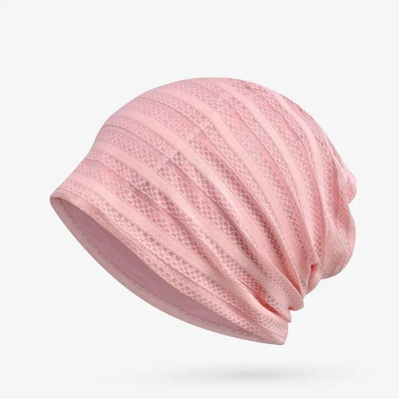 Turban Hat Spring Summer Hats For Women Men Unisex Double layer Breathable Beanie Thin Hat Female Mesh Cap Ponytail Gorras