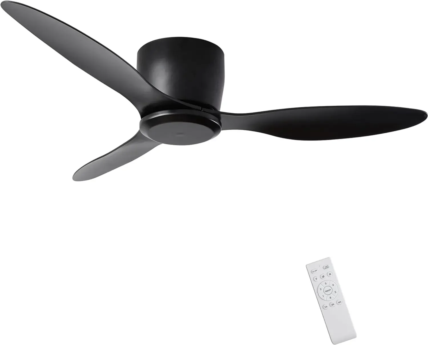 

Modern 42 inch Black 3 Blade Ceiling Fan with Remote Control, Quiet Reversible 6-Speed Timer - Ceiling Fan No Light