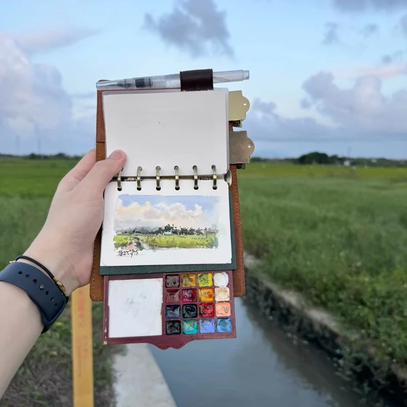 Pull Out Ultra Thin Watercolor Box Empty Mixing Palette TN Handbook Portable Travel Artist Sketch Painting Storage Case