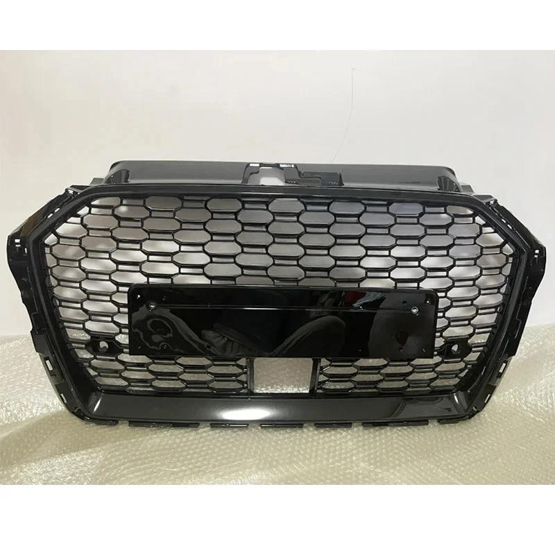 Car Front Bumper Grill Center Grille With ACC Hole For Audi A3/S3 8V 2017 2018 2019 (Refit For RS3 Style)