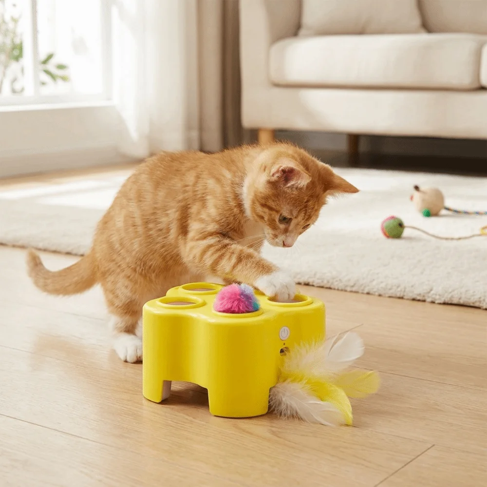 Simulation Whack Mole Cat Funny Interactive Electric Cat Multi Hole Game Scratch Resistant Cat Entertainment Indoor Playing