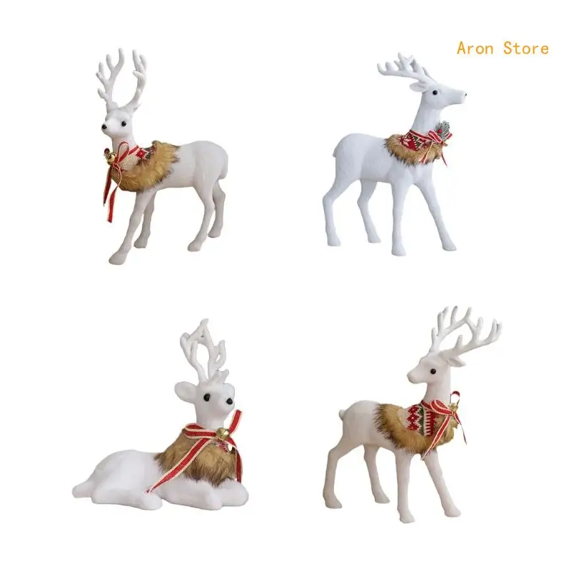 

Elegant White Reindeer Display Sculpture Christmas Decors For Window And Desktop H3CF