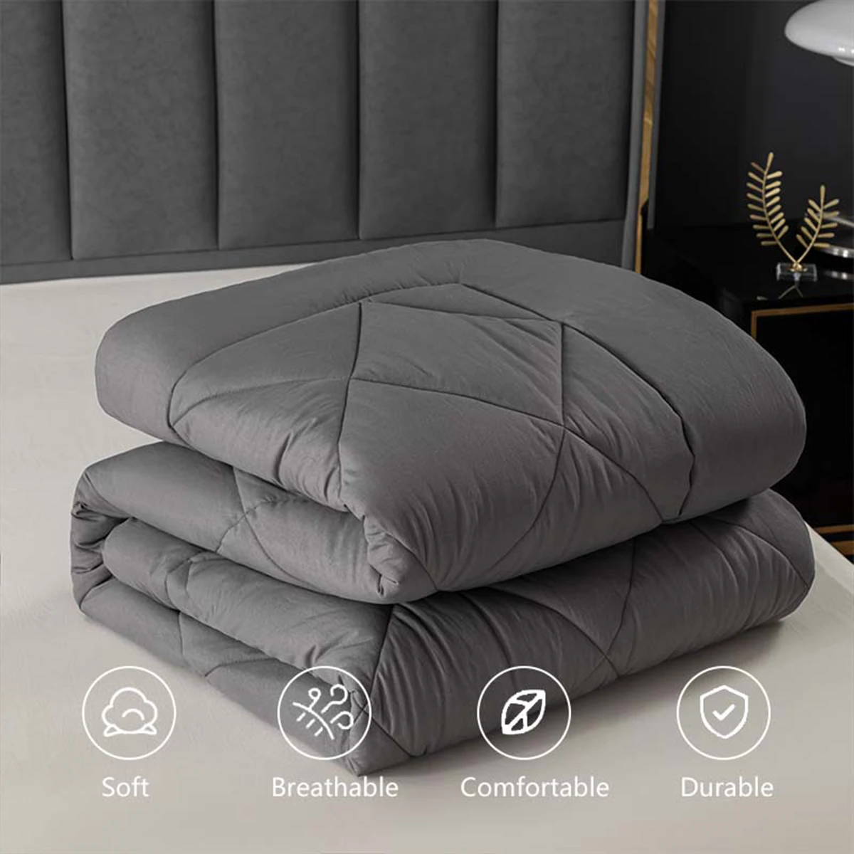 1pc solid color quilt with soft, breathable, thick and warm core, suitable for all seasons (excluding pillowcase and pillow core