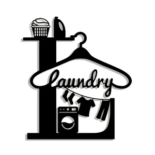 Elegance's Metal Laundry Room Wall Art Sign- Abstract Design with Laundry Illustration, Perfect for Home and Office Decor, Versa