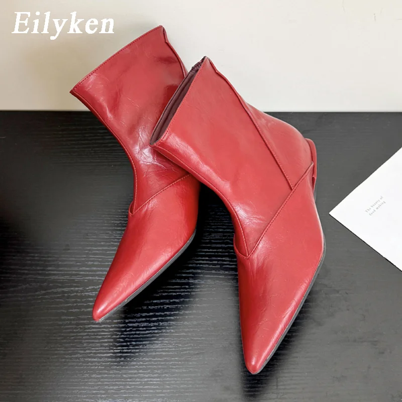 Eilyken Woman Spring Autumn Ankle Boots Concise Wedding Party Short Booties Elegant Sewing Low Square Heels Shoes