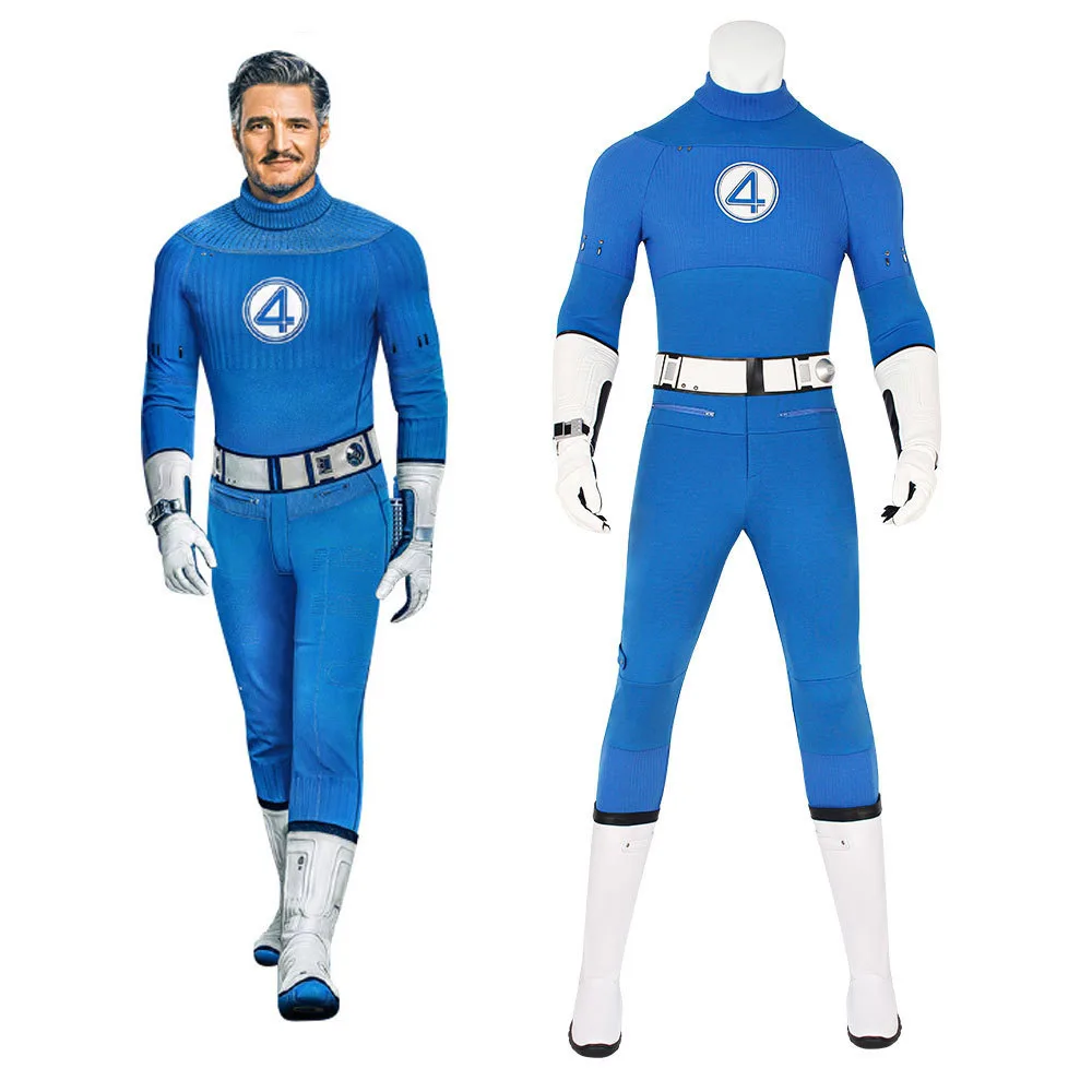 

Фильм «Фантастический Cos» Four Reed Richards Косплей Костюм Синий комбинезон Полный комплект Супергерой Зентаи Вечеринка Невидимый мужской комбинезон Cos