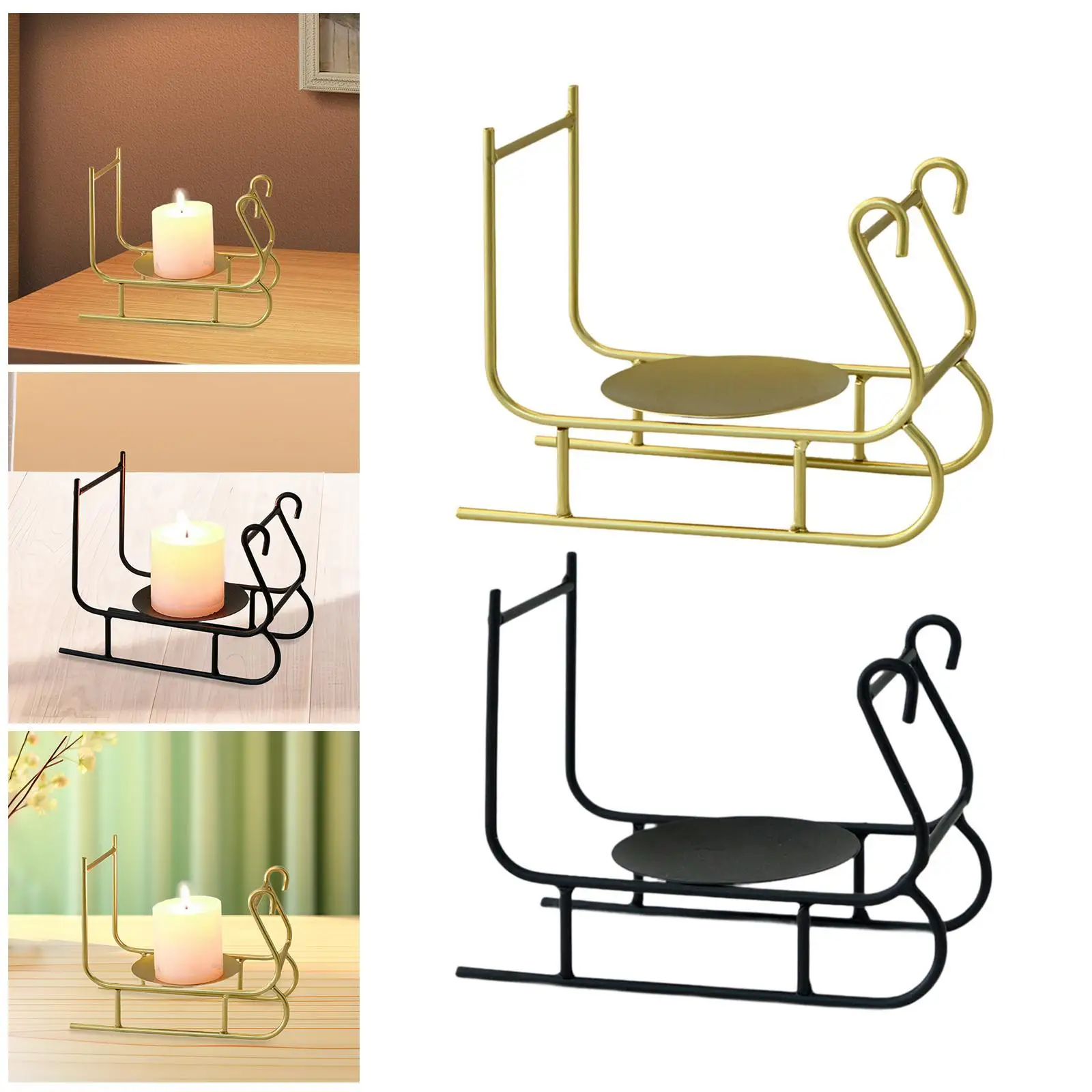 Candle Holder Stand Modern Decorative Creative Ornament Christmas Sleigh Shape for Wedding Bedroom Reception Drawing Room Hotel