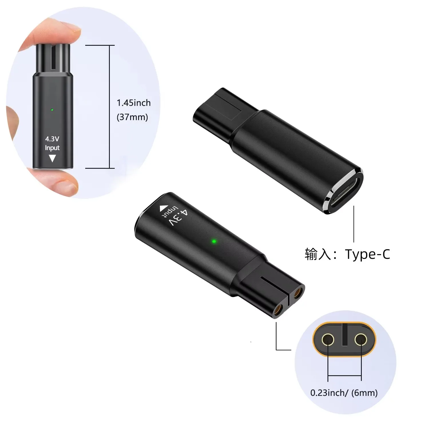 USB ​   محول طاقة من النوع C PD إلى تيار مستمر 4.3 فولت لماكينة حلاقة فيليبس ماكينة حلاقة كهربائية لقص الشعر موصل شحن سريع