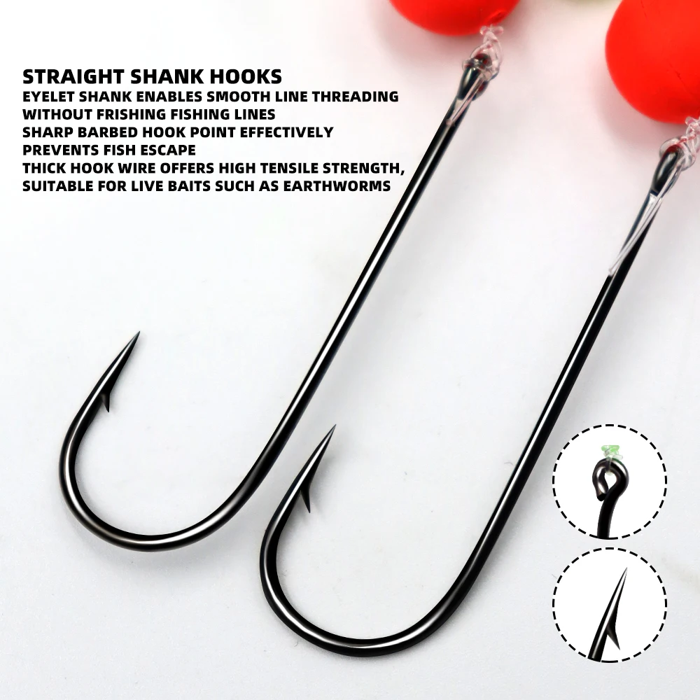 ZYZHE 1/3/5 Stück Surf-Angelrigs mit Doppelschwimmer-Boilies, Salzwasser-Angelrigs, vorgebundene Surf- oder Bootsangel-Köderrigs – Detail 4