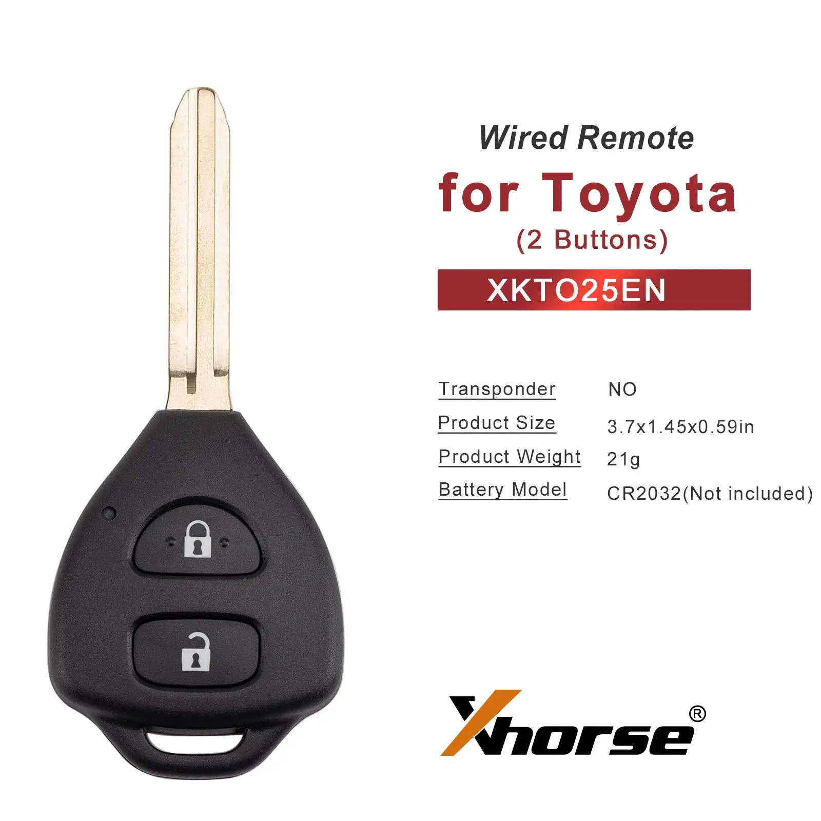 Xhorse XKTO25EN 2nd Generation Wire Remote Key for Toyota Style Flat 2 Buttons