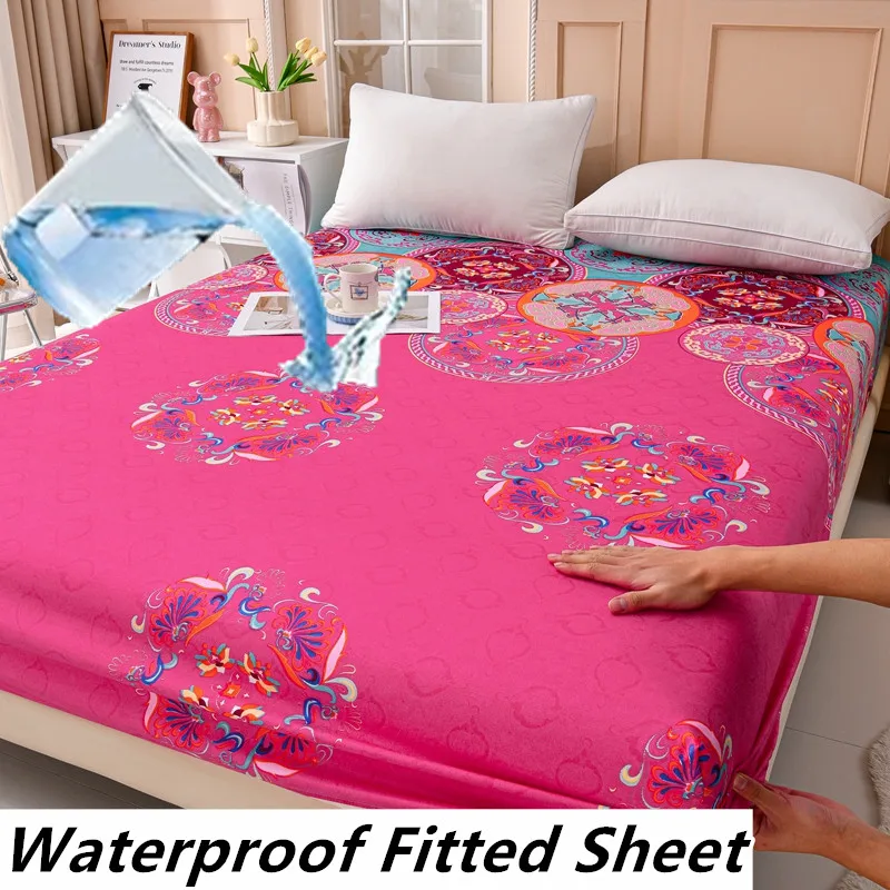 

Bonenjoy 1pc Bed Cover Single/Twin/Queen/King Size Bedsheet Waterproof Bed Linen Bedroom Fitted Sheet couvre lit (No Pillowcase)