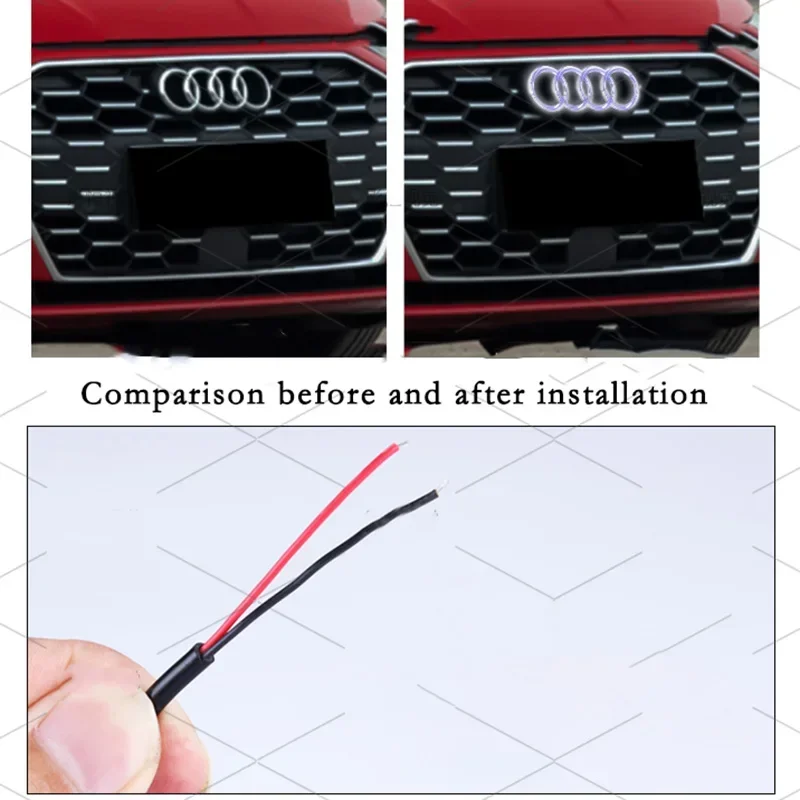 Audi Car LED Front Grille Logo Lamp Static White Light 249 273 285mm For AUDI A3 A4 A5 A6 A7 A8 S3 S4 S5 S6 S7 Q3 Q5 Q7 TT