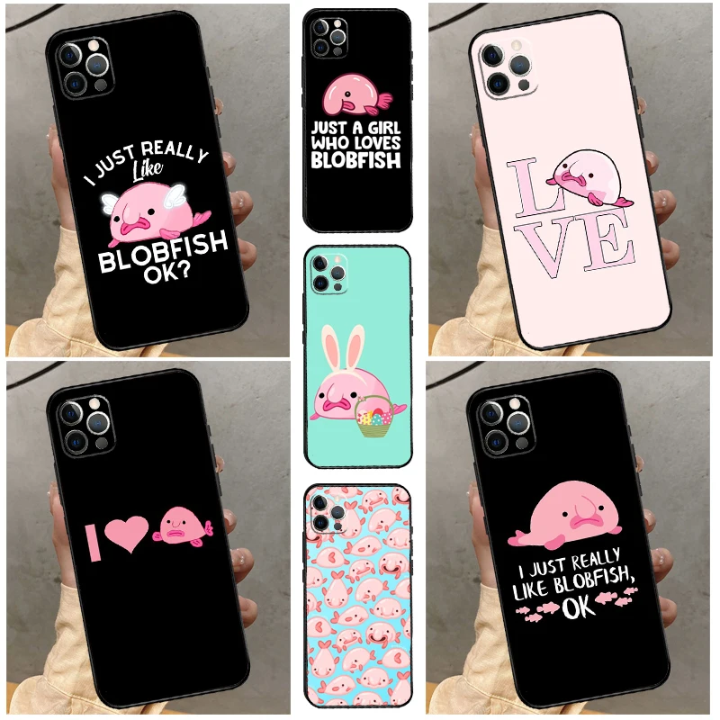 Cute Blobfish Case For iPhone 14 Plus 11 12 13 15 16 Pro Max Mini Plus XR X XS Max Back Cover