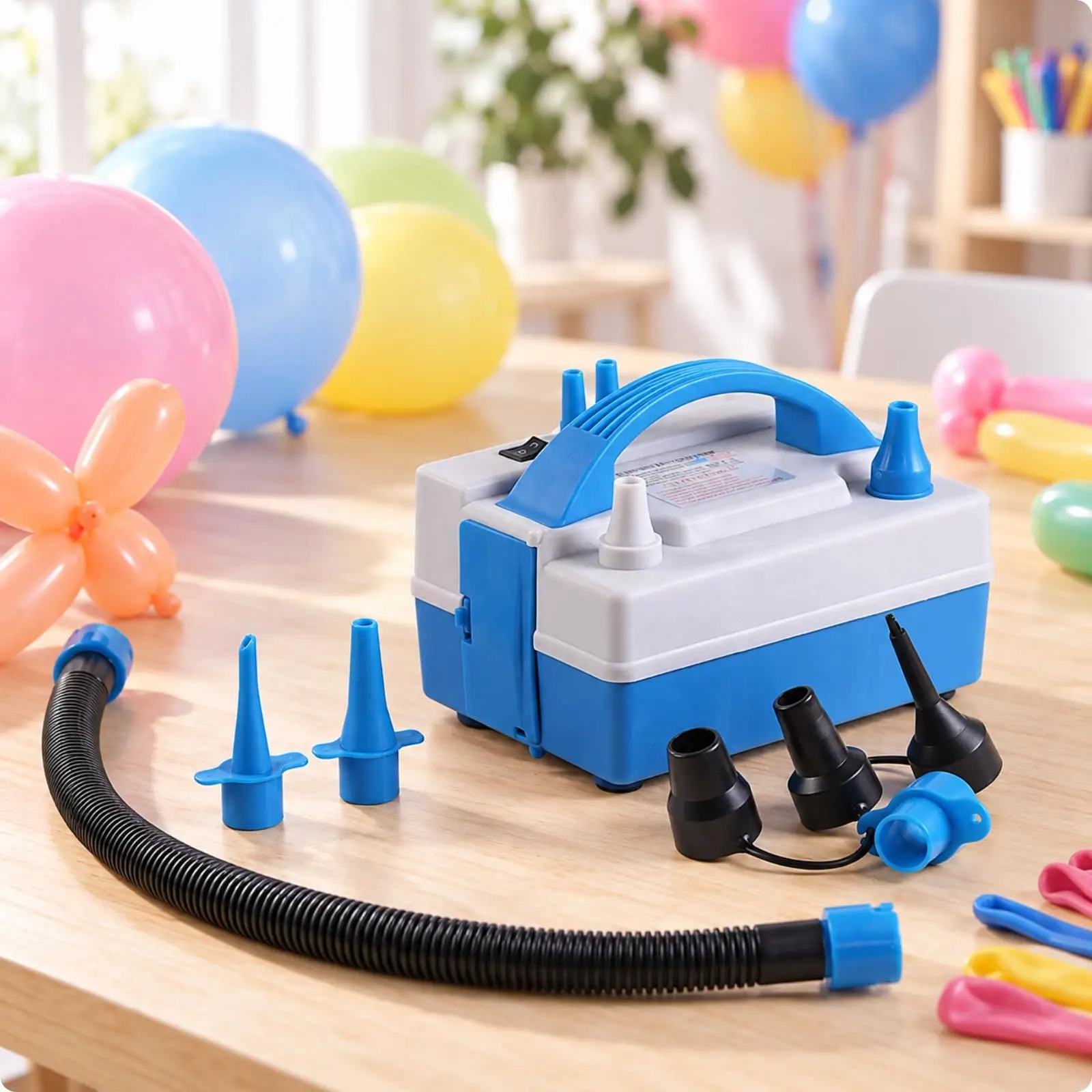 Electric Air Pump with Carry Handle and Hose for Inflatable Pool Floats Air Mattresses Balloons Home Use - view 2