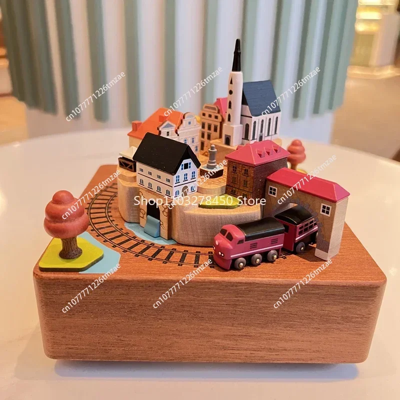 

Wooden Train Music Box for Friends, Birthday Present, Christmas Gift