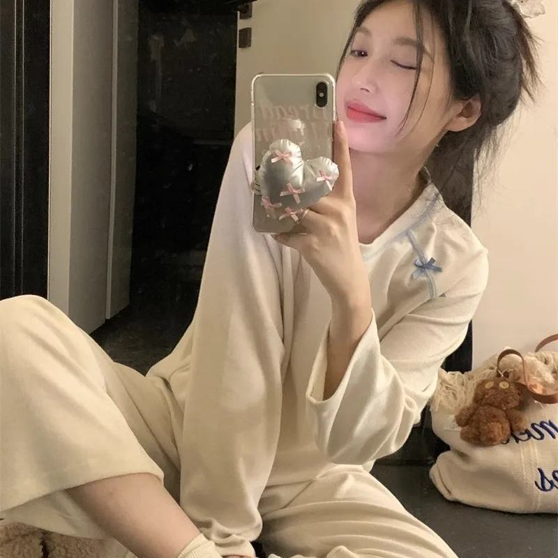 

Pjs Setwomen's Pajama Setwomen's Spring and Autumn Pajamaskorean-Style Minimalismfashionable Home Clothes, Pajamascute