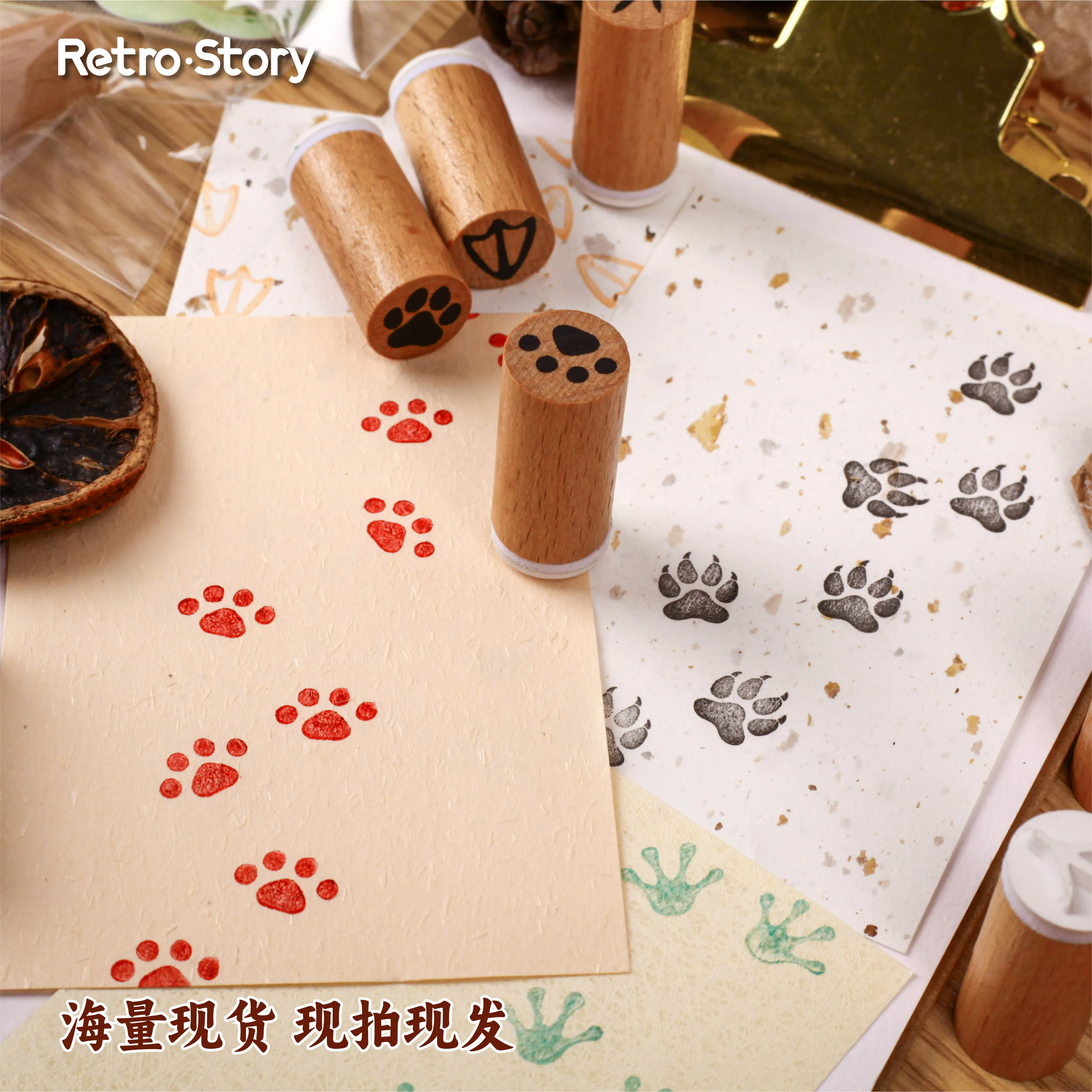 1 pc vintage pegadas de animais de estimação carimbo de borracha de madeira forma de garrafa diy decoração scrapbooking álbuns selo de madeira planejador diário papelaria