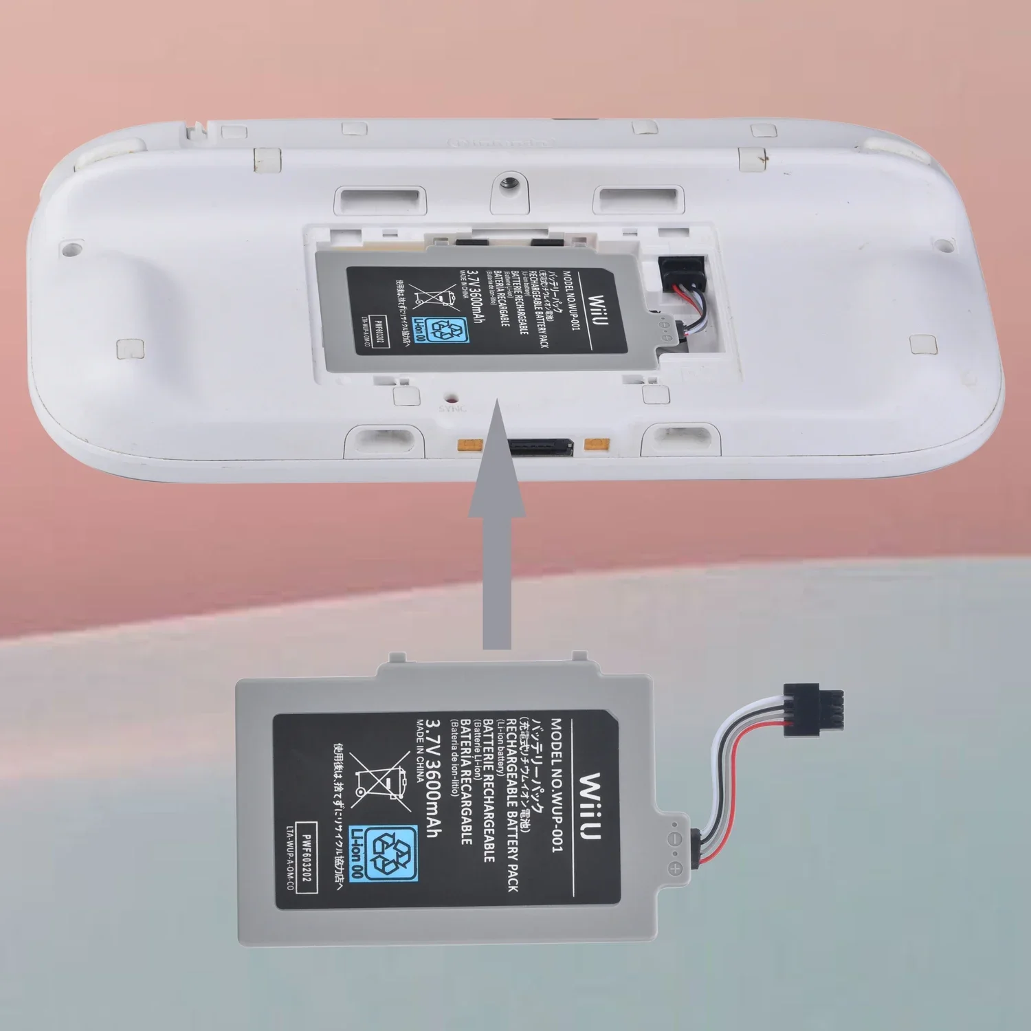 New Rechargeable Lithium Batter Wii U 3600mAh 3.7V Above Cable Gamepad for Nintendo Wii U Controller Gamepad