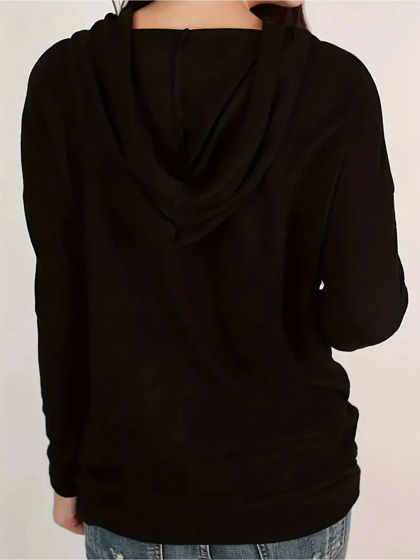 Elegantes Damen-Sweatshirt mit Kapuze und Buchstabenmuster, langärmelig, bequem, lässig, einfarbig, Herbstmode – Detail 4