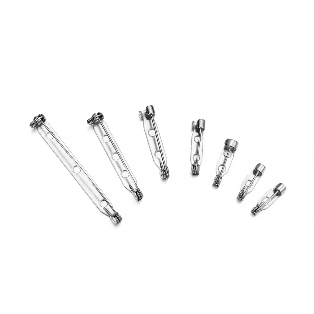 20pcs 14 17 19 25 32 45mm Stainless Steel Brooch Clip Base Pins For DIY Brooches Jewelry Making Findings Supplies Accessories