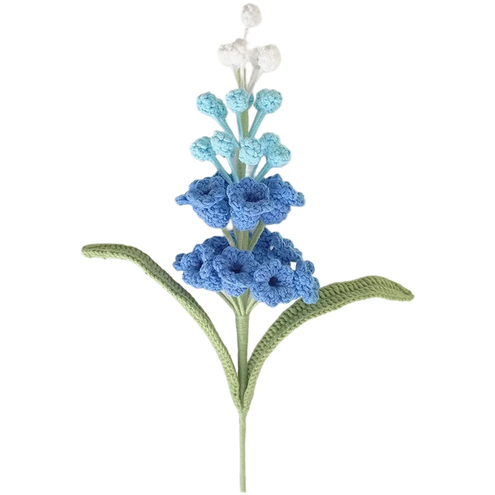Hand Knitted Grape Hyacinth Bouquet 46CM Wool Fake Flowers Gradient Pink Yellow Blue Purple Home Wedding Table Shelf Decor Artif